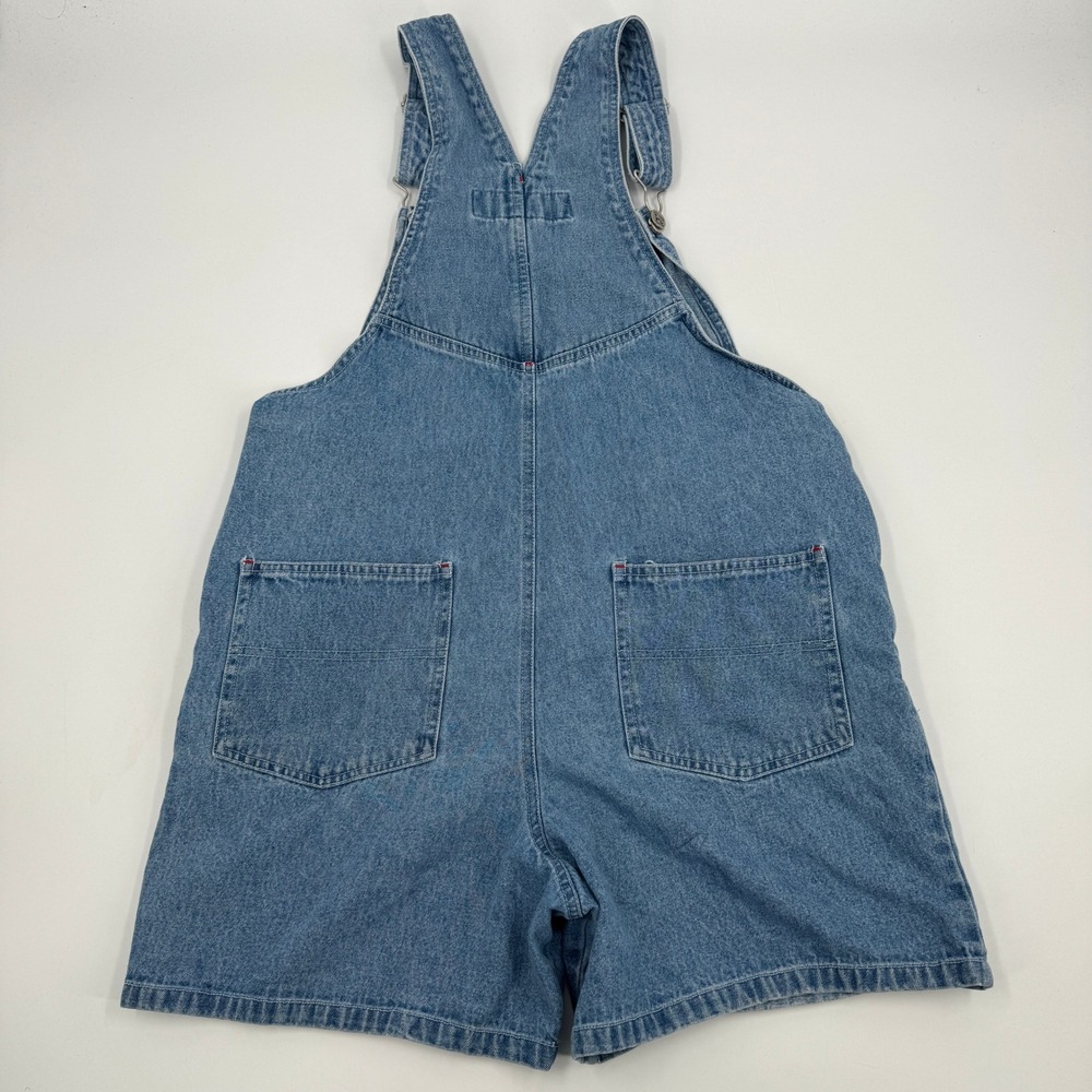 Big Dogs Denim Shortalls Women Medium Blue Heart Puppy Embroidered 90s Vintage - Picture 6 of 9